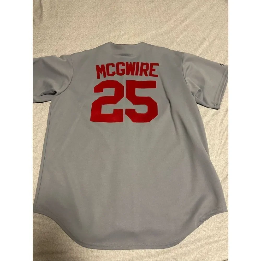 St. Louis Cardinals Size Large 70 HR Mark McGwire Grey Jersey Majestic Vintage